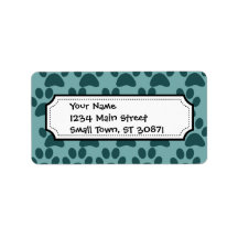 Cute Puppy Dog Paw Prints Blue Gray Dog Lovers Labels