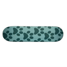 Cute Puppy Dog Paw Prints Blue Gray Dog Lovers Custom Skateboard