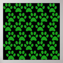 Cute Puppy Dog Paw Prints Green Black