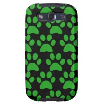 Cute Puppy Dog Paw Prints Green Black Galaxy SIII Cover