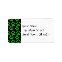 Cute Puppy Dog Paw Prints Green Black Personalized Address Labels