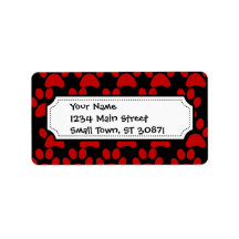 Cute Puppy Dog Paw Prints Red Black Personalized Address Label