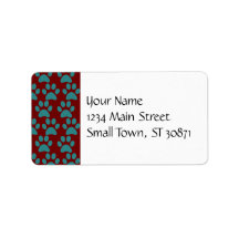 Cute Puppy Dog Paw Prints Red Blue Custom Address Labels