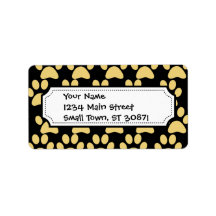 Cute Puppy Dog Paw Prints Tan Black Personalized Address Labels