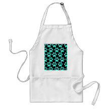 Cute Puppy Dog Paw Prints Teal Blue Black Apron