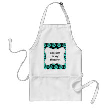 Cute Puppy Dog Paw Prints Teal Blue Black Aprons