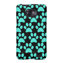 Cute Puppy Dog Paw Prints Teal Blue Black Samsung Galaxy SII Cases