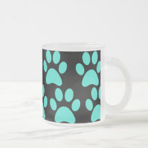 Cute Puppy Dog Paw Prints Teal Blue Black Coffee Mug