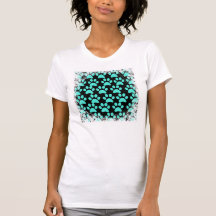 Cute Puppy Dog Paw Prints Teal Blue Black Shirt
