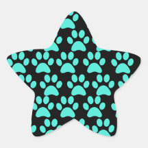 Cute Puppy Dog Paw Prints Teal Blue Black Sticker