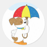 Cute Puppy in Rain Stickers