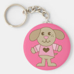 Cute Puppy Pink Heart Shirt Keychains