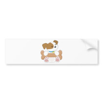 Cute Puppy With a Snack Bumper Stickers