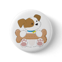 Cute Puppy With a Snack Pinback Button