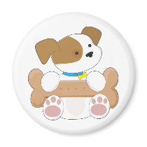 Cute Puppy With a Snack Magnets