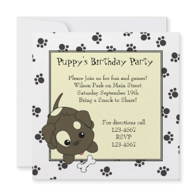 Cute Puppy with Bone Announcement by candystore