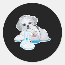cute puppy with test tubes stickers