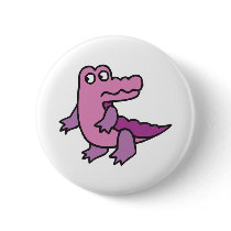 cute purple alligator pinback button