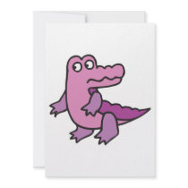 cute purple alligator custom invitations
