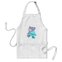 cute purple ballerina ballet hippo character apron