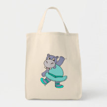 cute purple ballerina ballet hippo character bags