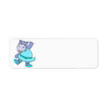 cute purple ballerina ballet hippo character labels