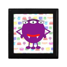 Cute Purple Cartoon Monster Jewelry Boxes