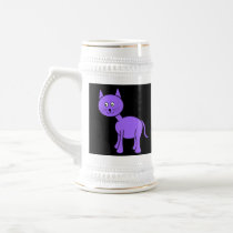 Cute Purple Cat. Cat Cartoon on Black. Coffee Mugs
