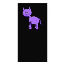 Cute Purple Cat. Cat Cartoon on Black. Photo Card