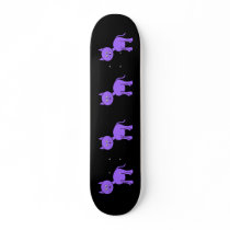 Cute Purple Cat. Cat Cartoon on Black. Skate Deck