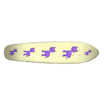 Cute Purple Cat. Cat Cartoon on Cream. Skateboard Deck