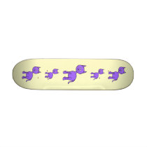 Cute Purple Cat. Cat Cartoon on Cream. Skate Board
