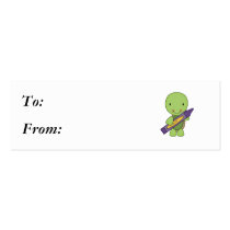 cute purple crayon turtle business card