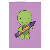 cute purple crayon turtle greeting card