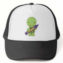 cute purple crayon turtle trucker hat