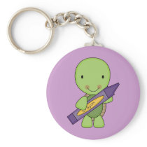 cute purple crayon turtle keychain