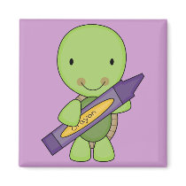 cute purple crayon turtle magnets