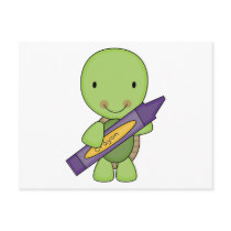 cute purple crayon turtle postcards
