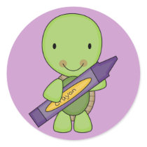 cute purple crayon turtle sticker