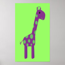 Cute Purple & Green Cartoon Giraffe Customizable