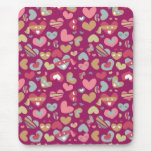 Cute Purple Grey Gold Pink Hearts & Blindfolds Mouse Pads