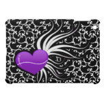 cute purple heart damask pattern girly Ipad case ipad mini cases