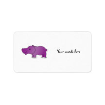 Cute purple hippo custom address label