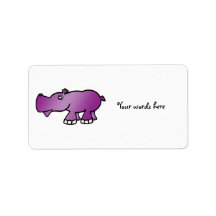 Cute purple hippo custom address labels