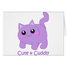cute purple kitten greeting cards