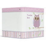 Cute Purple Owl on a Tree Branch Binder