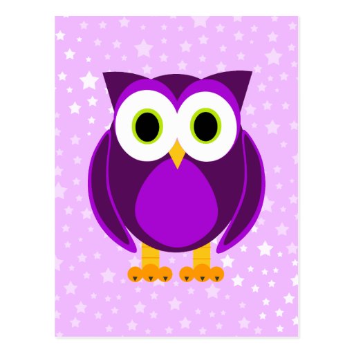 Cute Purple Owl Postcard | Zazzle