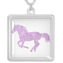 Cute Purple Paisley Horse Pendants