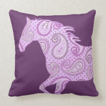 Cute Purple Paisley Horse Pillow