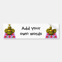 Cute queen bee on a quilt bumper sticker